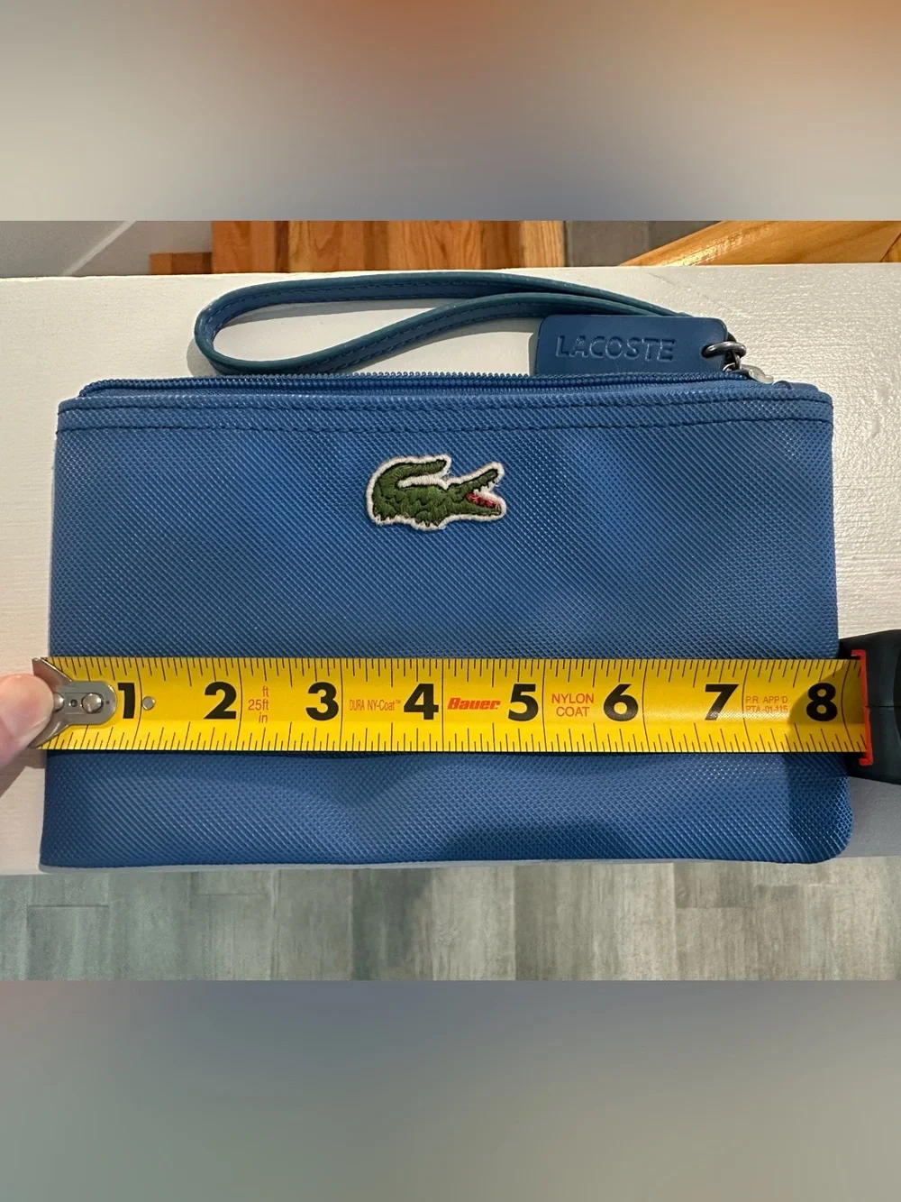 Lacoste Blue Wristlet with Green Crocodile Emblem